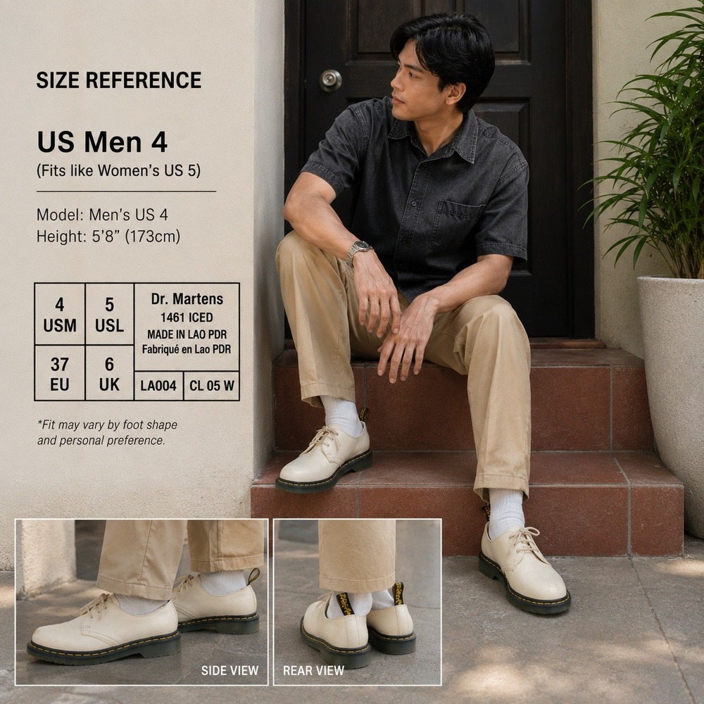 Dr. Martens 1461 Iced Oxford Shoes Mens 4 Womens 5 Ivory White Leather 26563115